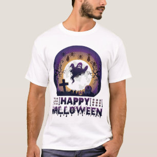 Camiseta Feliz Dia das Bruxas Morcegos Aranhas Fantasmas_1