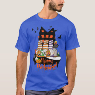 Camiseta Feliz Dia das Bruxas Três Gnomos, Casa Assombrada,