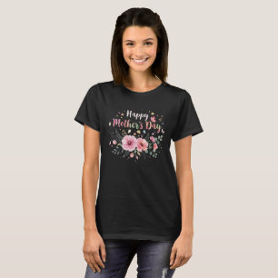 Camiseta Feliz Dia das Mães 2026 Floral Fofo para Mulheres 