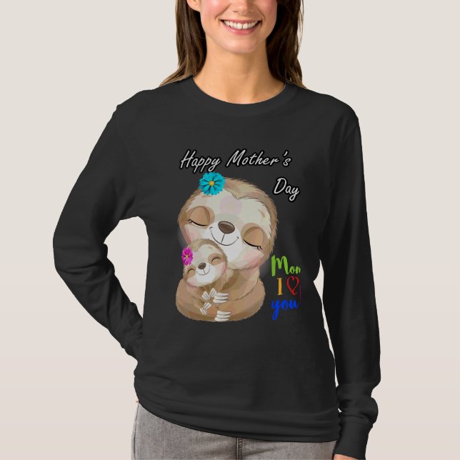 Camiseta Feliz Dia Das Mães Com Amor E Flores Para Lama (Frente)