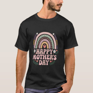 Camiseta Feliz Dia Das Mães Floral Arco-Íris Mulheres Para