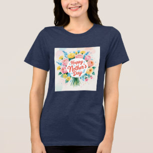 Camiseta Feliz Dia das Mães Gráfico Artístico Único Marinho