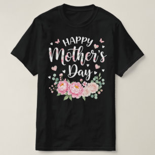 Camiseta Feliz Dia das Mães Gráfico Floral Elegante
