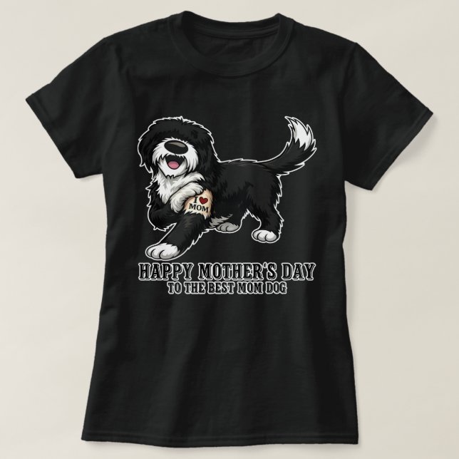 Camiseta Feliz Dia das Mães OvelhaPoodle Mãe Cachorro  (Frente do Design)