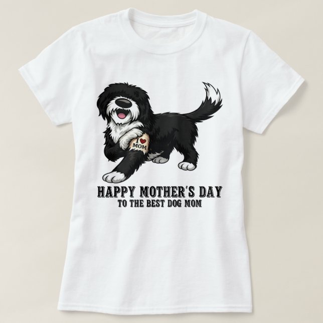 Camiseta Feliz Dia das Mães OvelhaPoodle Mãe Cachorro  (Frente do Design)