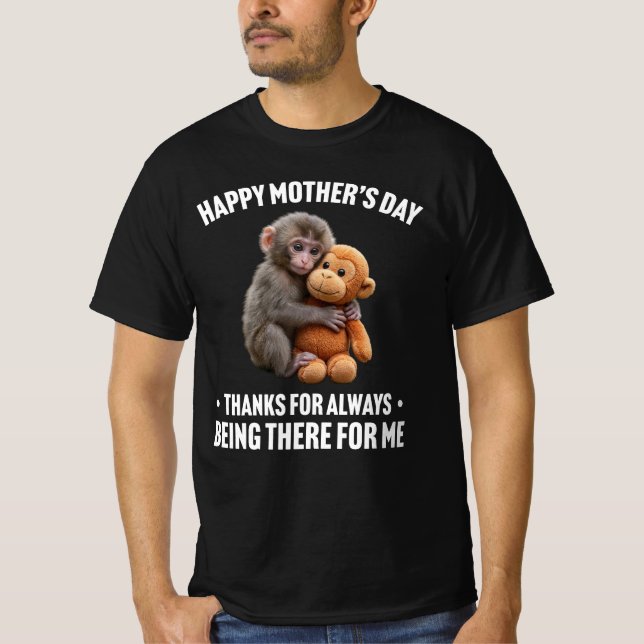Camiseta Feliz Dia das Mães Soco no Macaco Macaco Fofo  (Frente)
