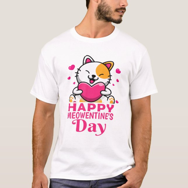 Camiseta Feliz Dia das Meowentines Dia de os namorados de C (Frente)