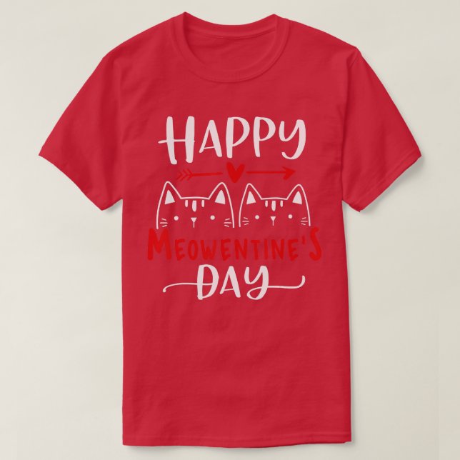 Camiseta Feliz Dia das Meowentines Dia de os namorados Engr (Frente do Design)