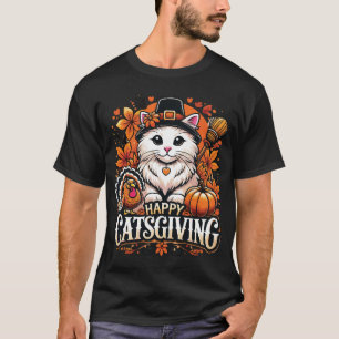 Camiseta Feliz Dia de Ação de Captura - Celebração de Gato