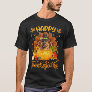 Camiseta Feliz Dia de Ação de Graças Cachorro Pastor Alemão