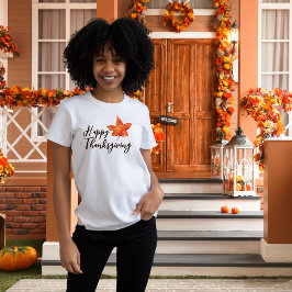 Camiseta Feliz Dia de Ação de Graças Caiu Caiu Caiu Folha d
