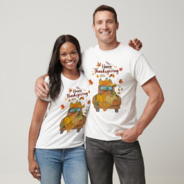 Camiseta Feliz Dia de Ação de Graças Caminhão de Abóbora |