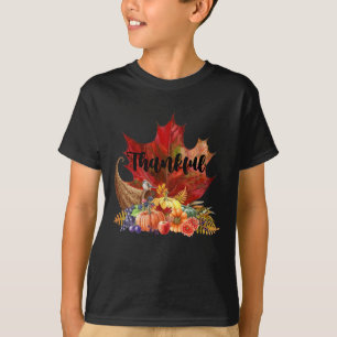 Camiseta Feliz Dia de Ação de Graças Cartaz de outono Folha