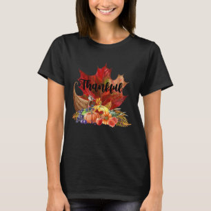 Camiseta Feliz Dia de Ação de Graças Cartaz de outono Folha