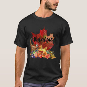Camiseta Feliz Dia de Ação de Graças Cartaz de outono Folha