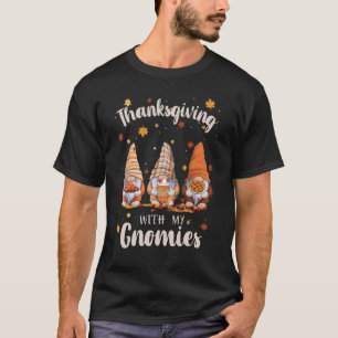 Camiseta Feliz Dia de Ação de Graças Com Meus Gnomos Engraç