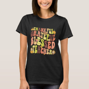 Camiseta Feliz Dia de Ação de Graças de Abençoada Professor