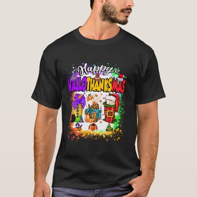 Camiseta Feliz Dia de Ação de Graças de Vidro de Hallothank (Frente)