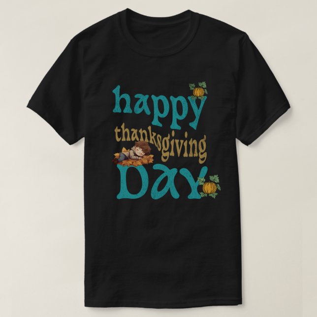 Camiseta Feliz Dia de Ação de Graças - Design de Férias Fes (Frente do Design)