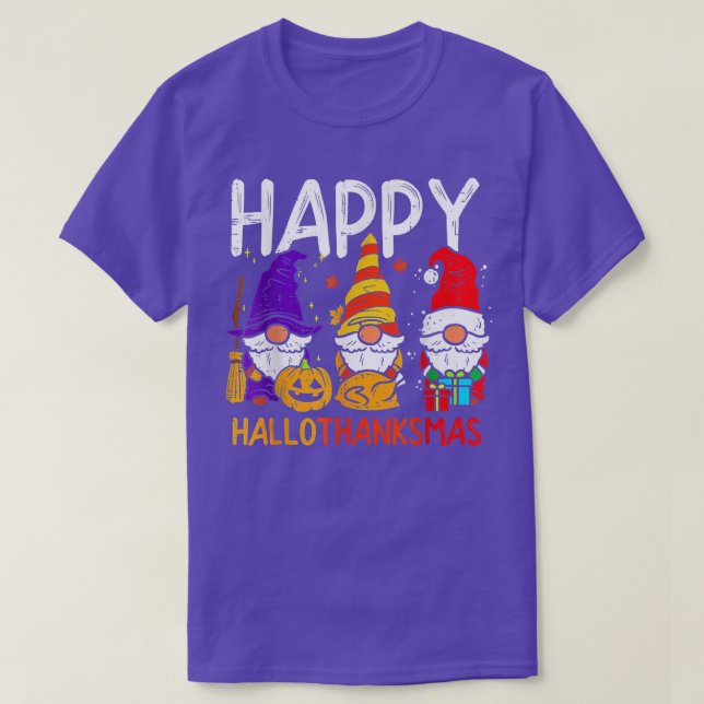 Camiseta Feliz Dia de Ação de Graças dos Gnomos de Hallotha (Frente do Design)