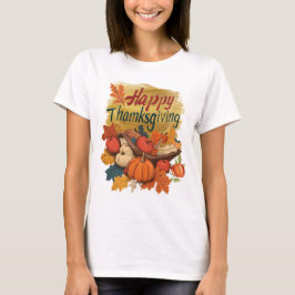 Camiseta feliz Dia de Ação de Graças dourado 