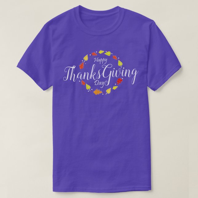 Camiseta Feliz dia de Ação de Graças em design branco (Frente do Design)