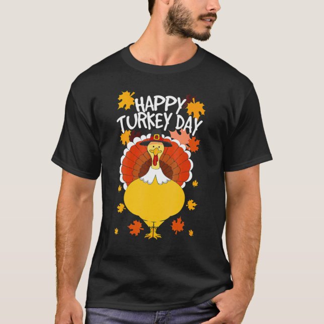 Camiseta Feliz Dia de Ação de Graças Engraçado Peregrino Tu (Frente)