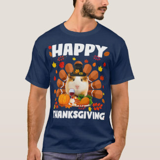Camiseta Feliz Dia de Ação de Graças Engraçado Porco Guiné 