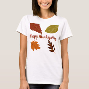 Camiseta Feliz Dia de Ação de Graças Folhas de Outono