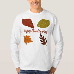 Camiseta Feliz Dia de Ação de Graças Folhas de Outono