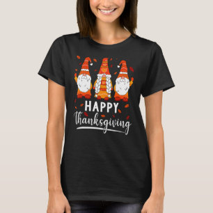 Camiseta Feliz Dia de Ação de Graças Gnomos do outono Folha