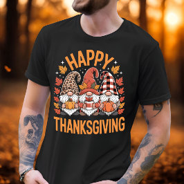 Camiseta Feliz Dia de Ação de Graças Gnomos Feliz Café e Ab