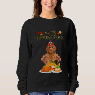 Camiseta Feliz Dia de Ação de Graças Goldendoodle Cachorro 