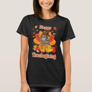 Camiseta Feliz Dia de Ação de Graças Maine Coon Cat. Estou