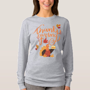 Camiseta Feliz Dia de Ação de Graças Outono Agradecido &