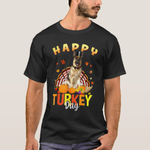 Camiseta Feliz Dia de Ação de Graças Pastor Alemão Dia de A