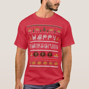 Camiseta Feliz Dia de Ação de Graças Pie Turquia Feia Ação 