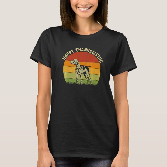 Camiseta Feliz Dia de Ação de Graças Pointer Alemão de Cabe (Frente)