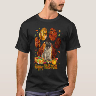 Camiseta Feliz Dia de Ação de Graças Pug Peregrino Pata de