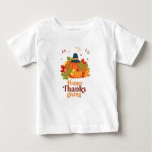 Camiseta Feliz Dia de Ação de Graças Pumpkin com Chapéus e