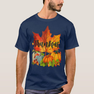 Camiseta Feliz Dia de Ação de Graças Pumpkin outono Folhas
