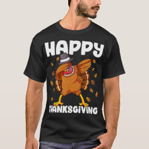 Camiseta Feliz Dia de Ação de Graças Turquia Dabbing Funny