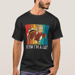 Camiseta Feliz Dia de Ação de Graças Turquia Falso Gato Ret