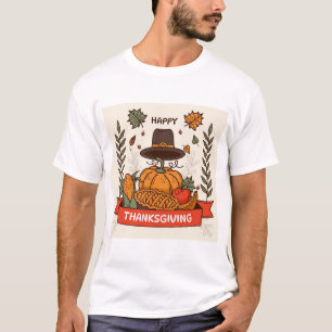 Camiseta Feliz Dia de Ação de Graças Vintage Colheita Abóbo