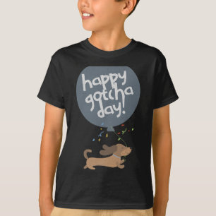 Camiseta Feliz Dia de Adoção Cachorro Novo Filhote de Cacho