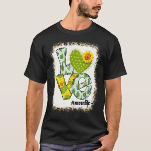 Camiseta Feliz Dia de as mães Ama Mãe A Vida Cactus Flor Wo
