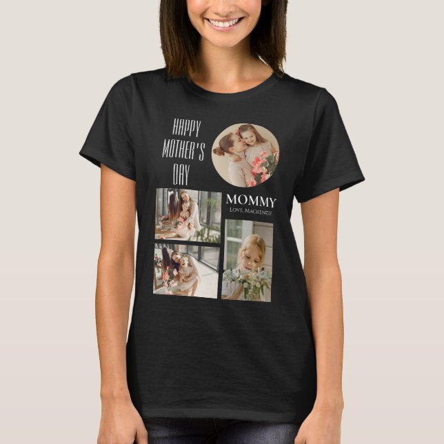 Camiseta Feliz dia de as mães | Foto Simples de Script Mode (Frente)
