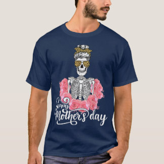 Camiseta Feliz Dia de as mães Legal Esqueleto do Cabelo do