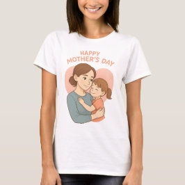 Camiseta Feliz Dia de as mães Mãe e Filha Abraço Cute