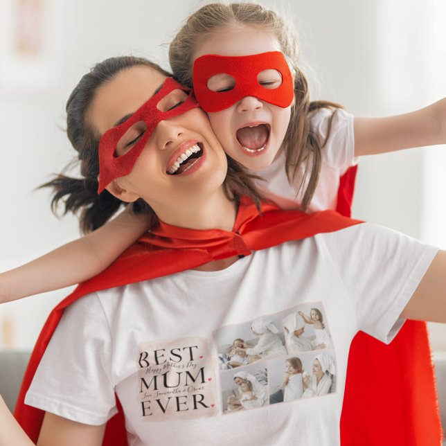 Camiseta Feliz dia de as mães Rosa de Colagem Moderna (Criador carregado)